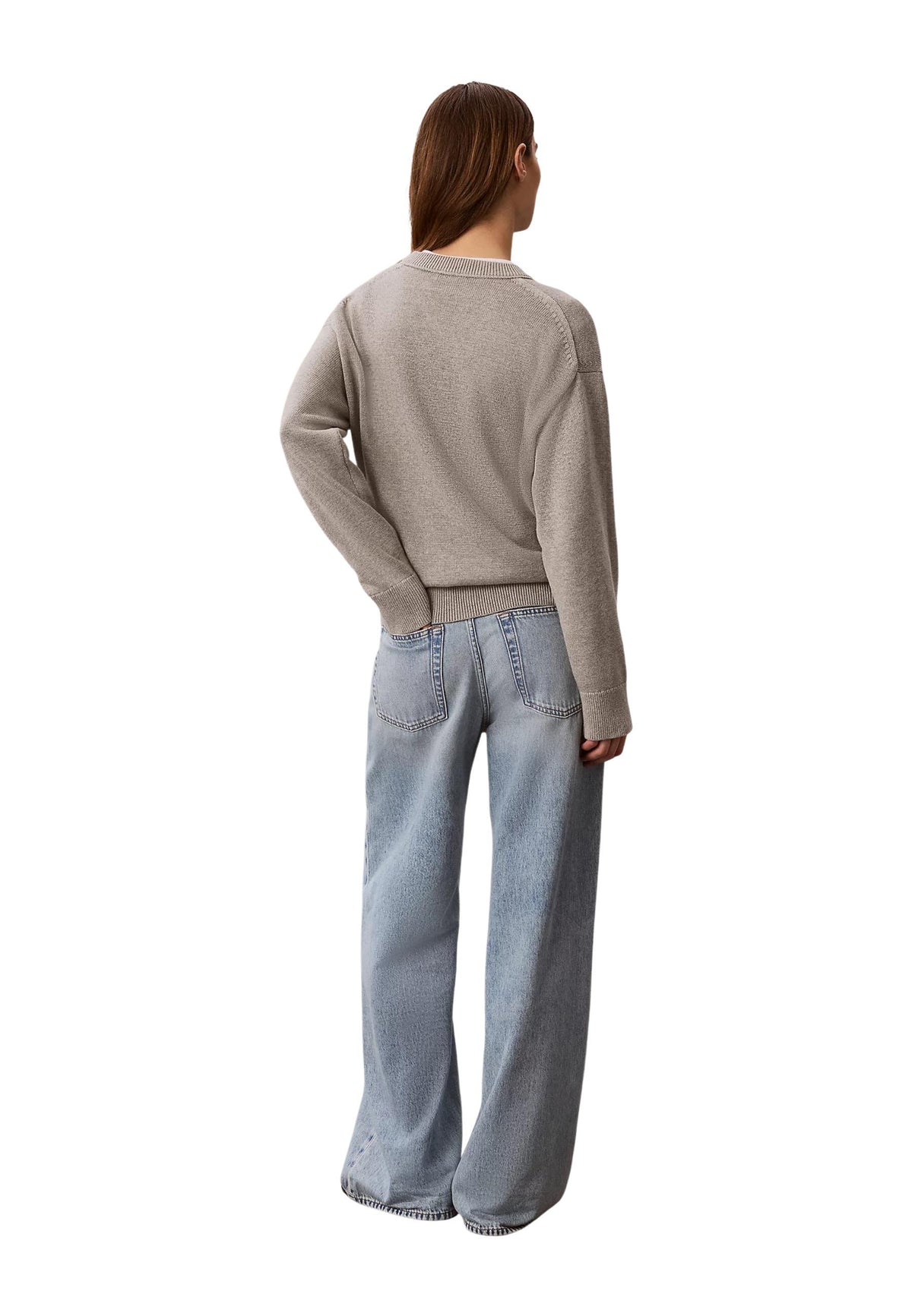 Pull Calvin Klein Jeans couleur gris — vue 3