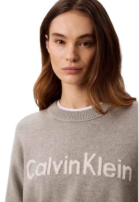 Pull Calvin Klein Jeans couleur gris — vue 2
