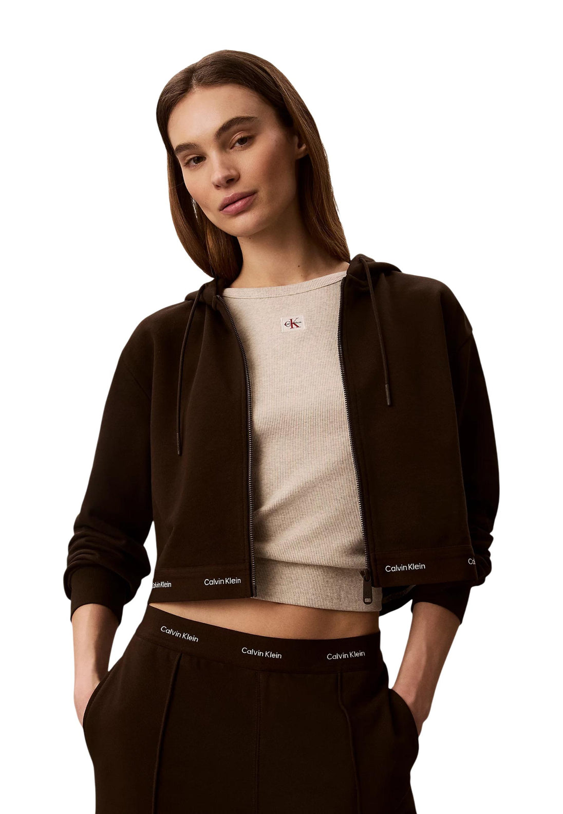 Sweat Calvin Klein Jeans couleur marron — vue 5