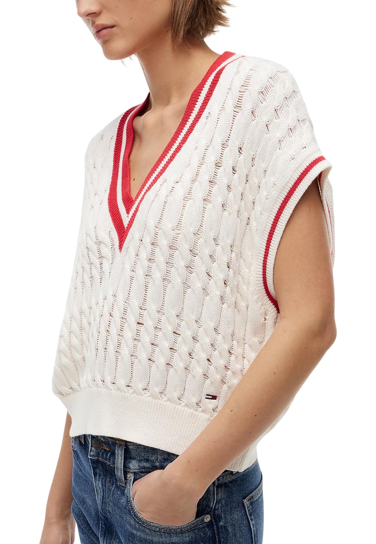 Gilet Tommy Hilfiger Jeans couleur blanc — vue 3