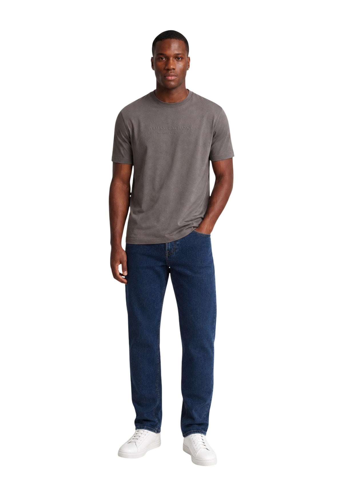 T-shirt Armani Exchange couleur marron — vue 2