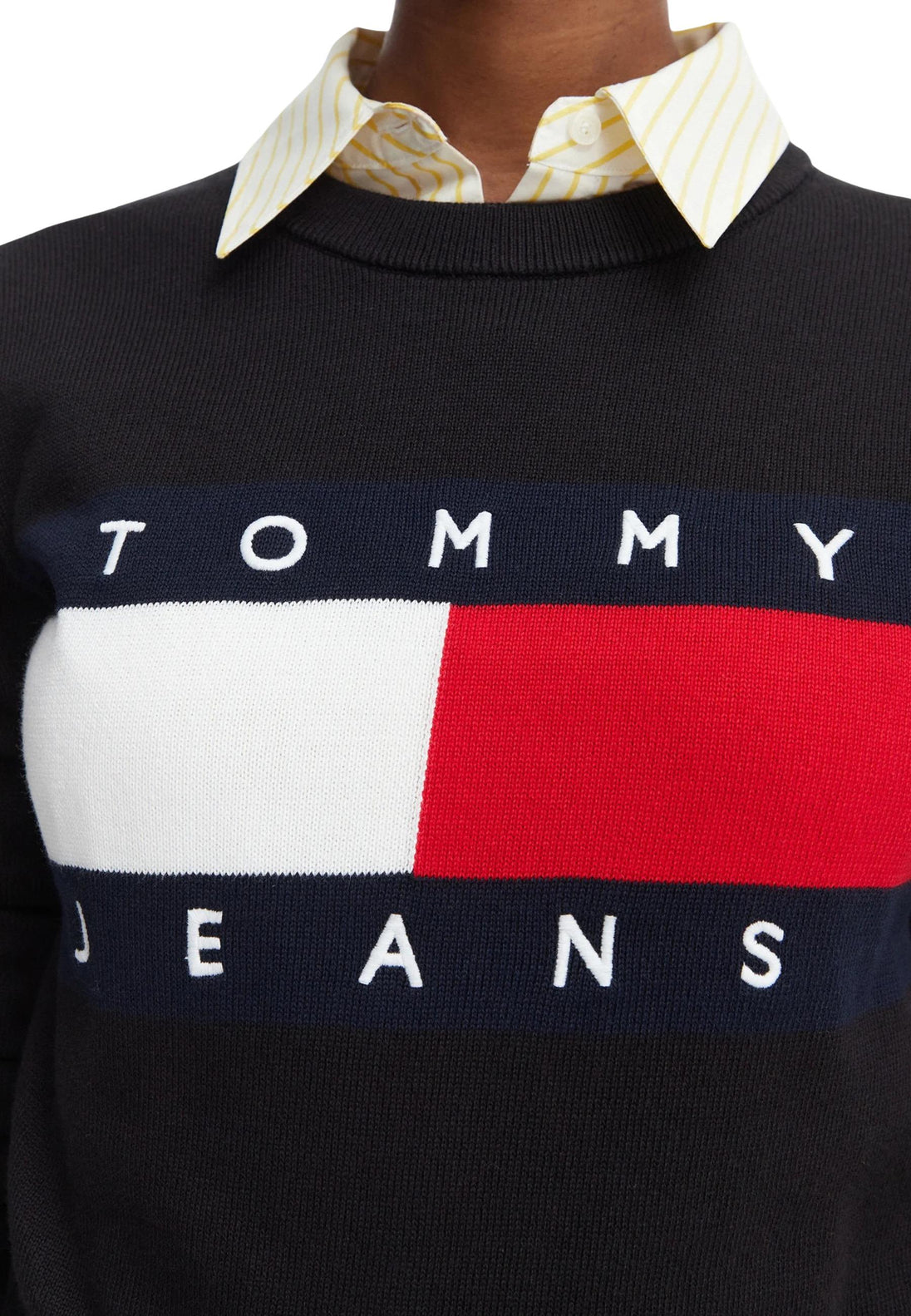 Pull Tommy Hilfiger Jeans couleur noir — vue 2