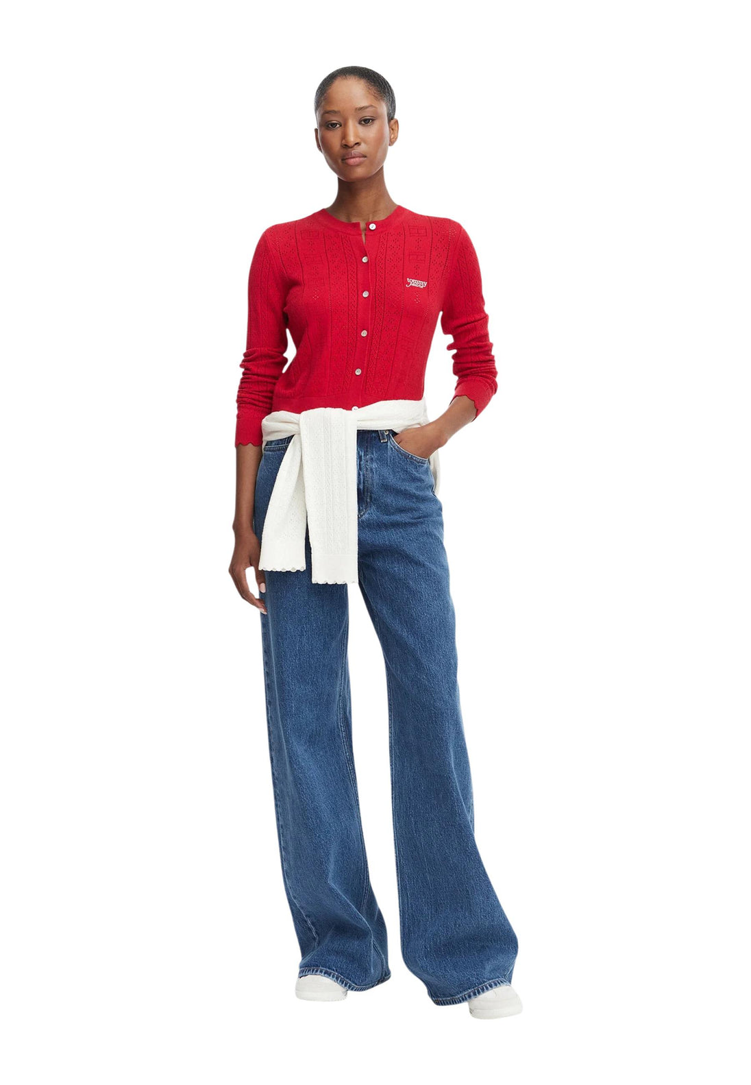 Pull Tommy Hilfiger Jeans couleur rouge — vue 3