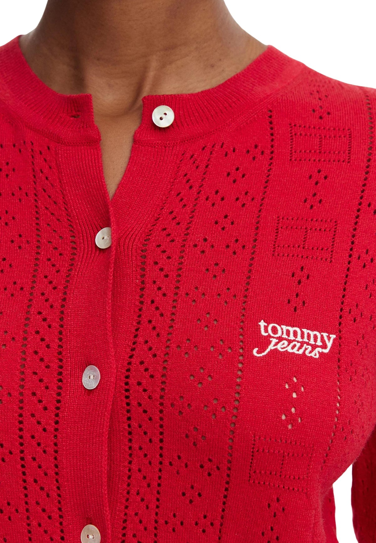 Pull Tommy Hilfiger Jeans couleur rouge — vue 4