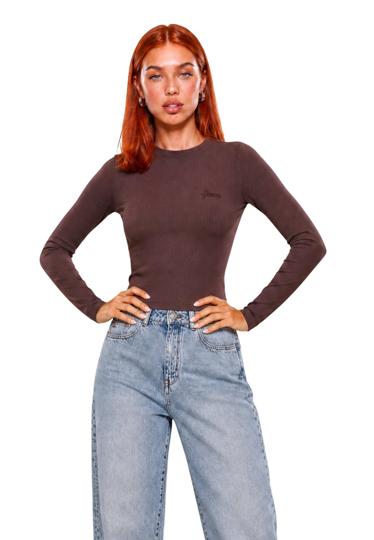 T-shirt Guess Active couleur marron