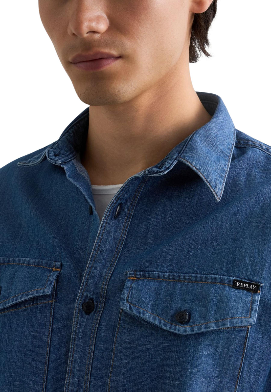 Chemise Replay couleur bleu — vue 4