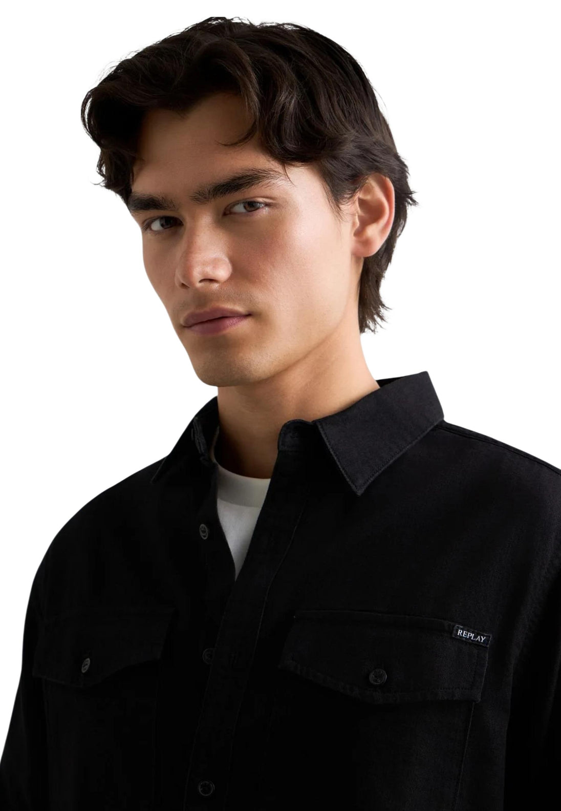 Chemise Replay couleur noir — vue 4