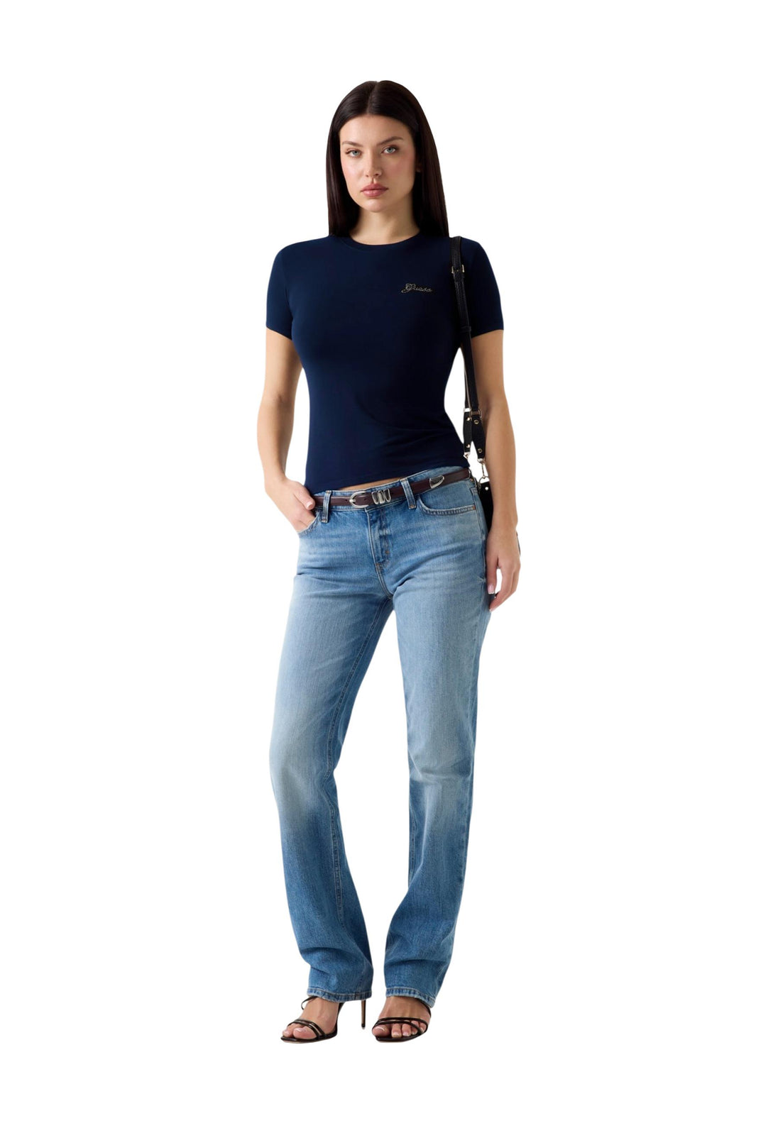 T-shirt Guess couleur bleu — vue 2