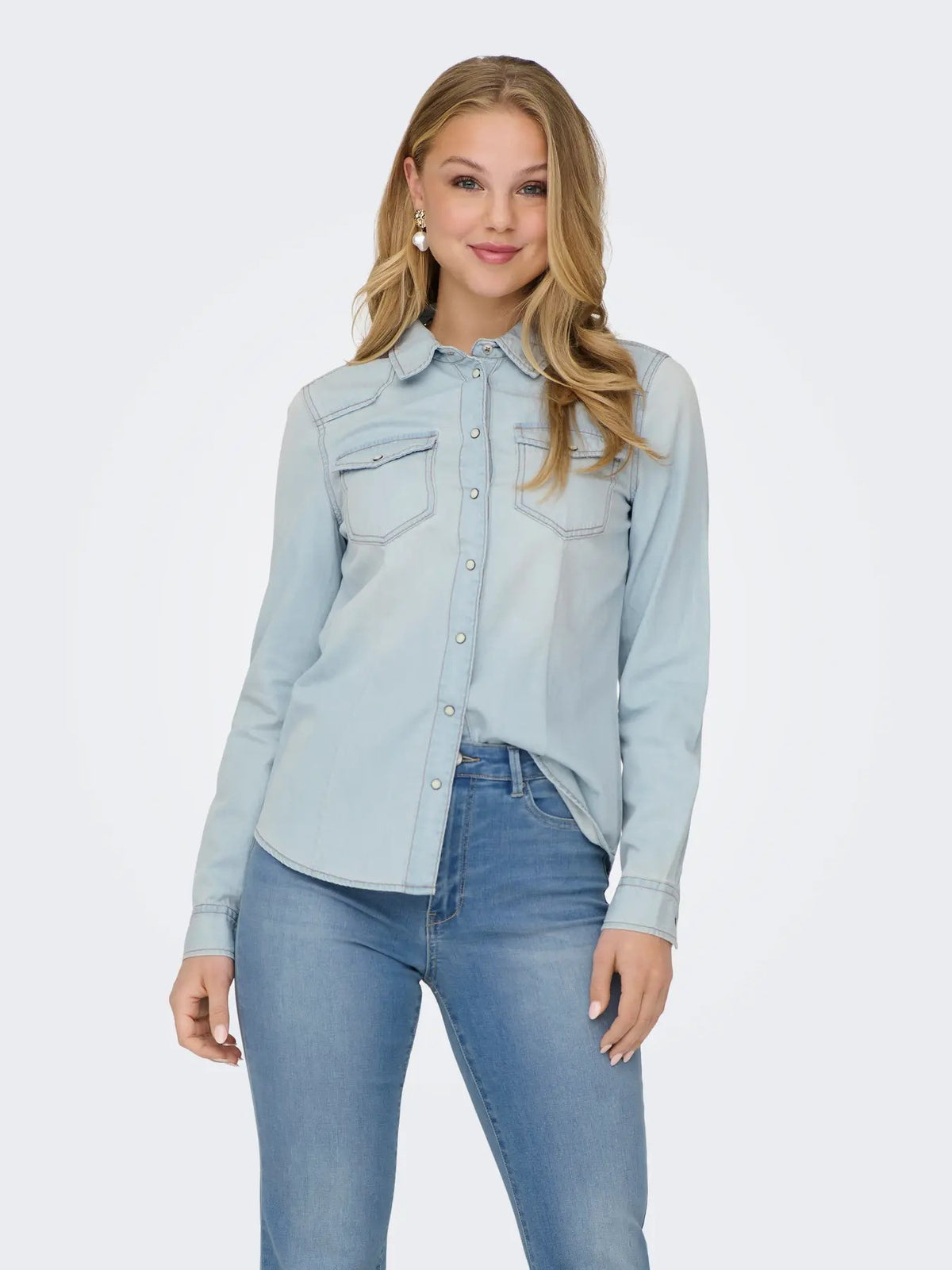 Chemise Only couleur bleu azur — vue 3