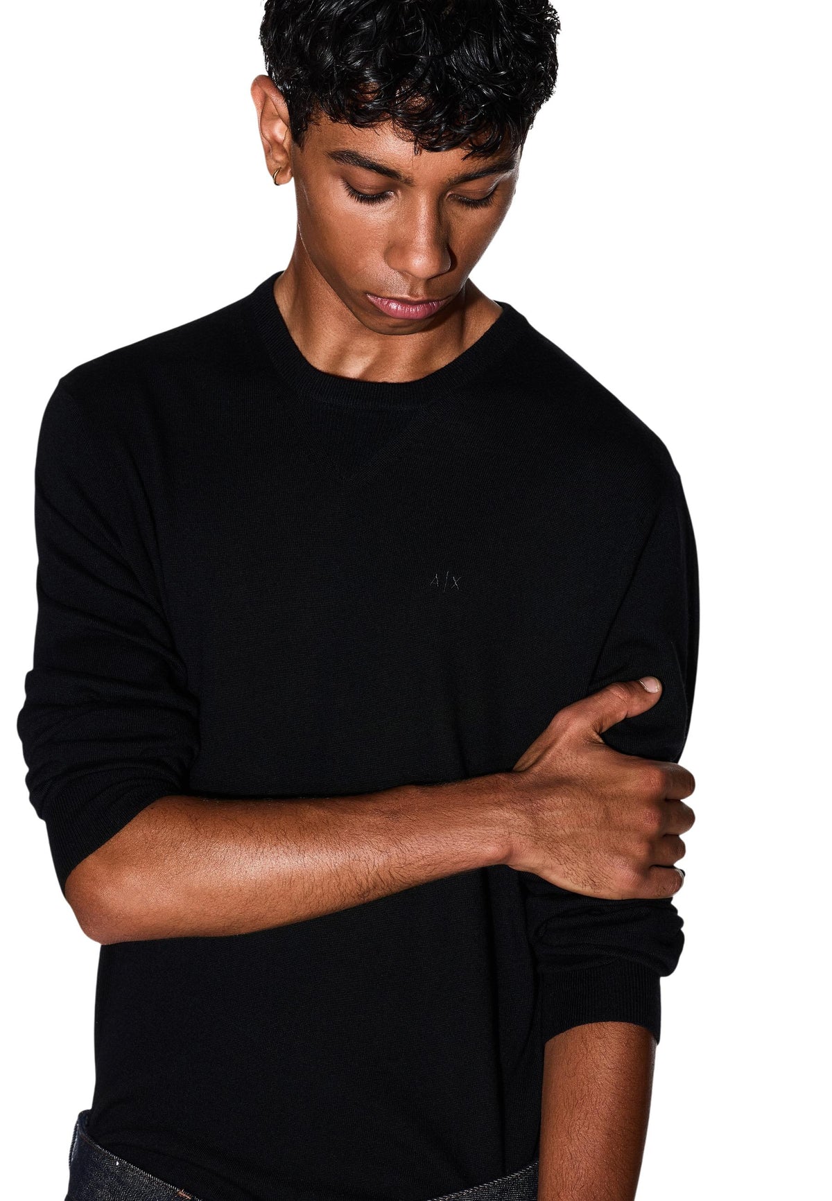 Pull Armani Exchange couleur noir — vue 2