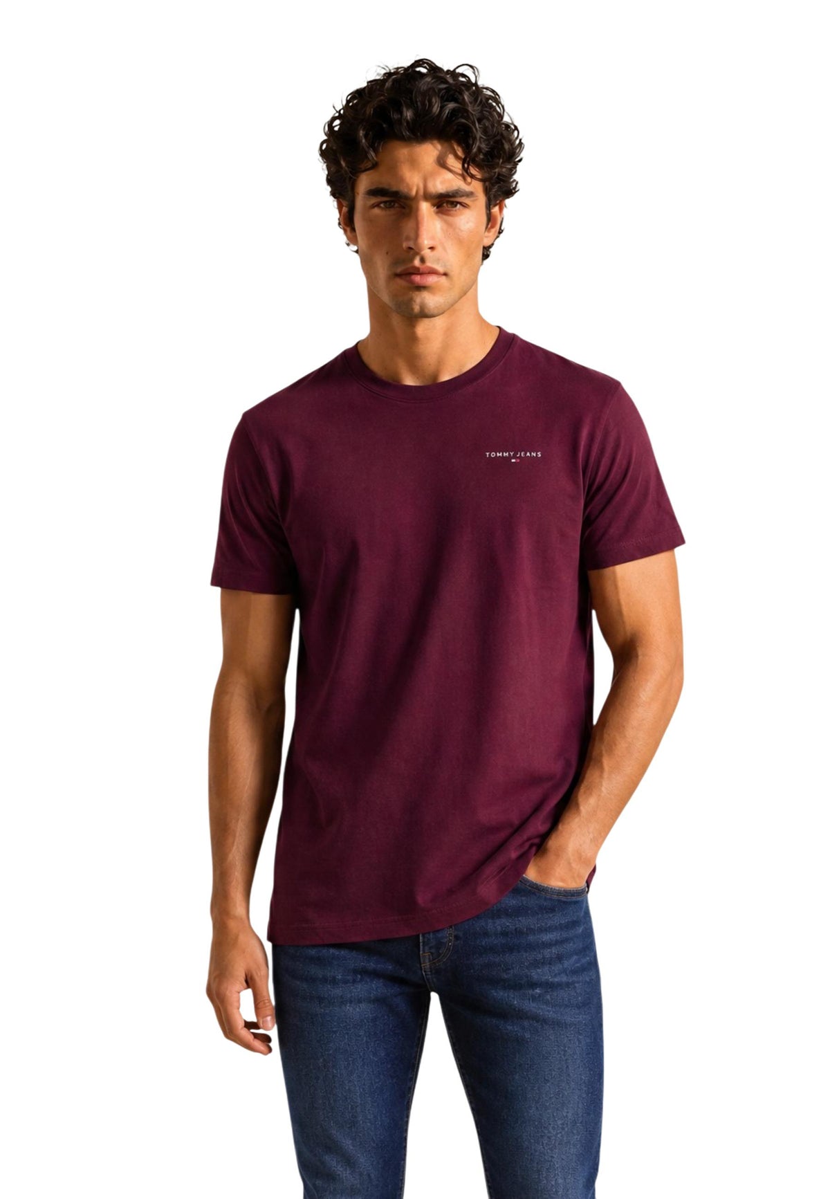 T-shirt Tommy Hilfiger Jeans couleur bordeaux