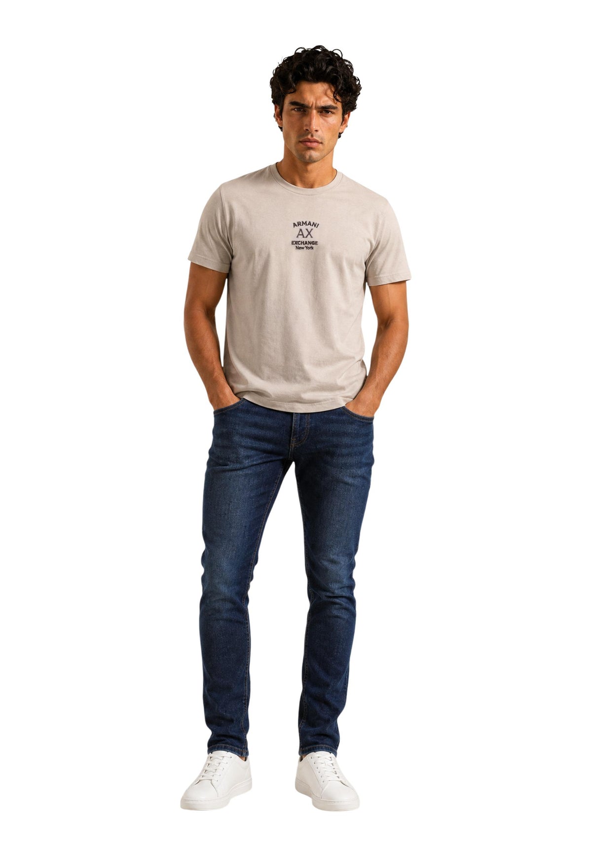 T-shirt Armani Exchange couleur beige — vue 4