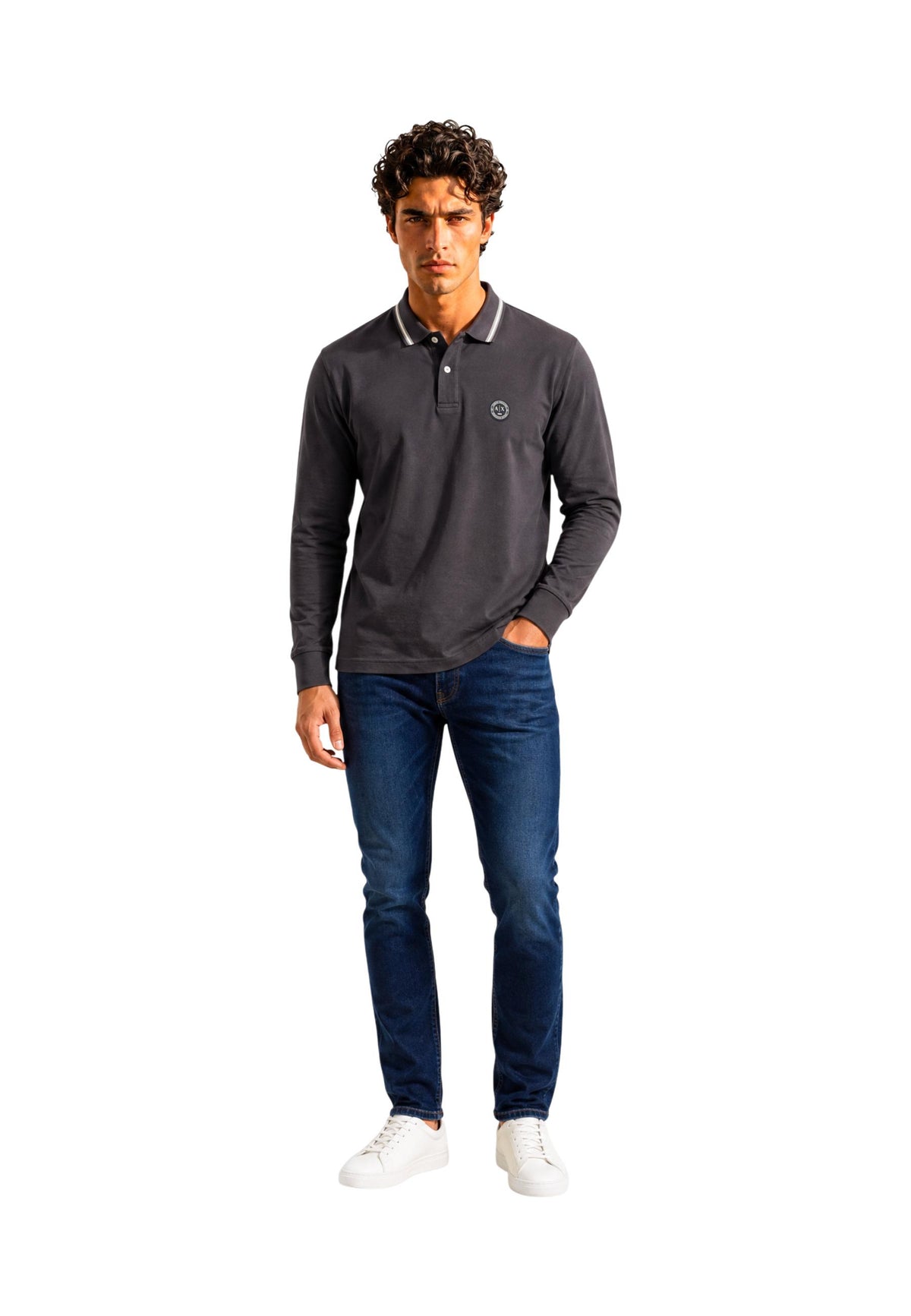 Polo Armani Exchange couleur noir — vue 4