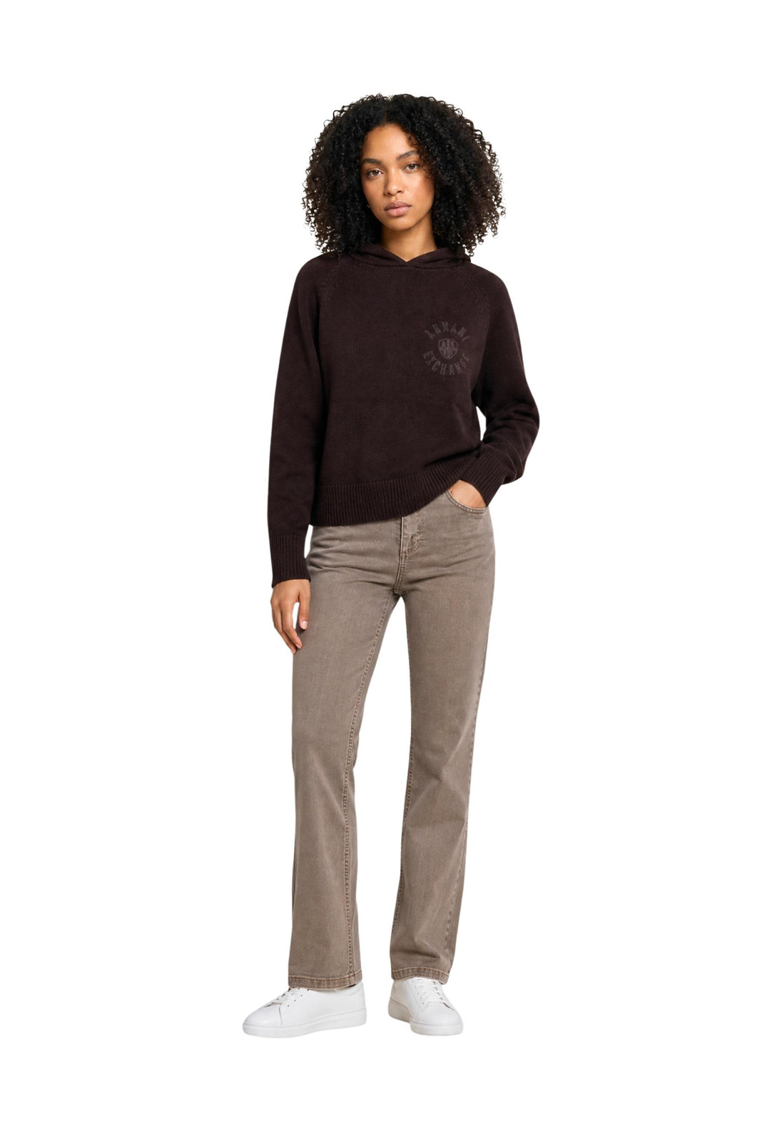 Pull Armani Exchange couleur marron — vue 4