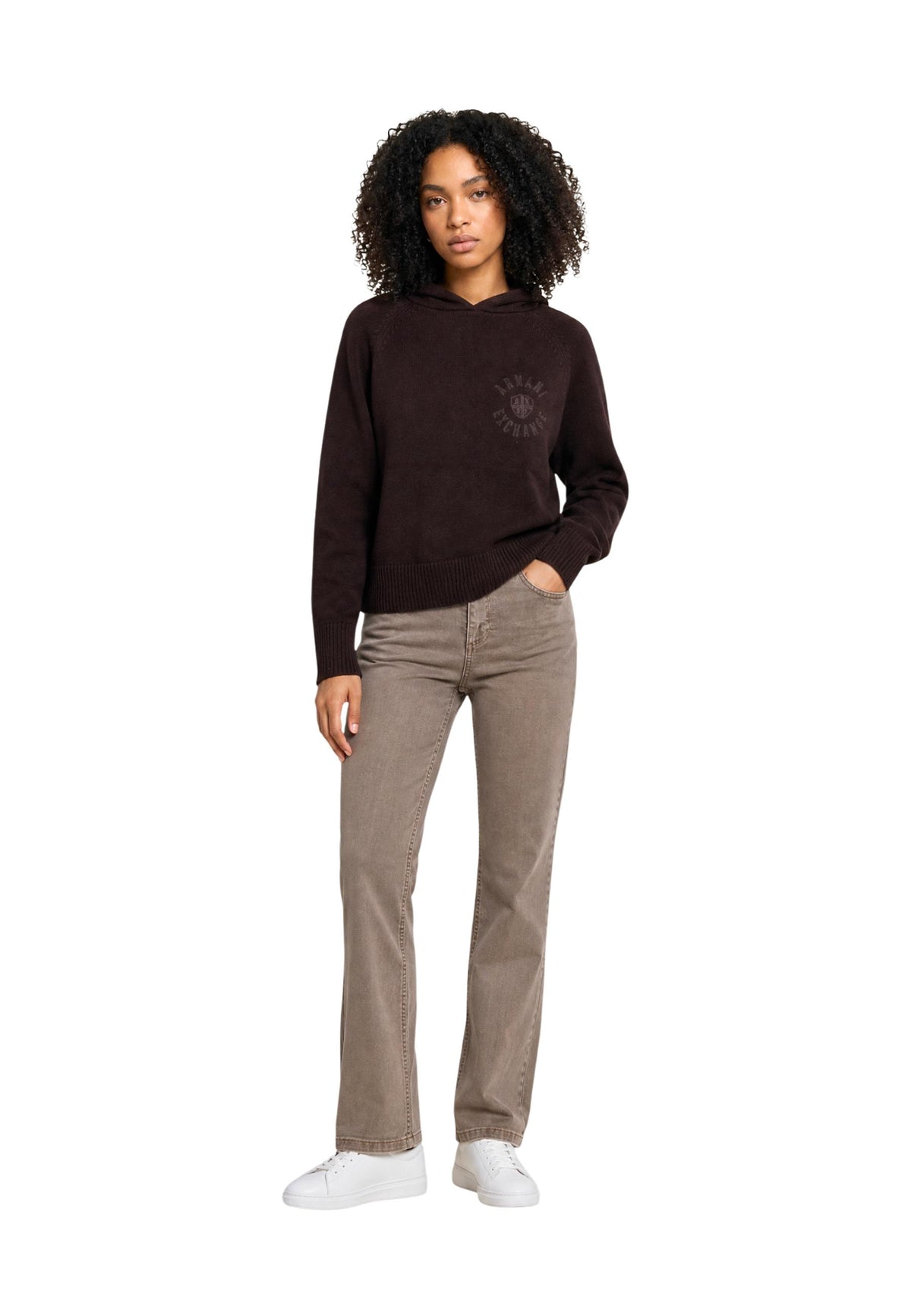 Pull Armani Exchange couleur marron — vue 4