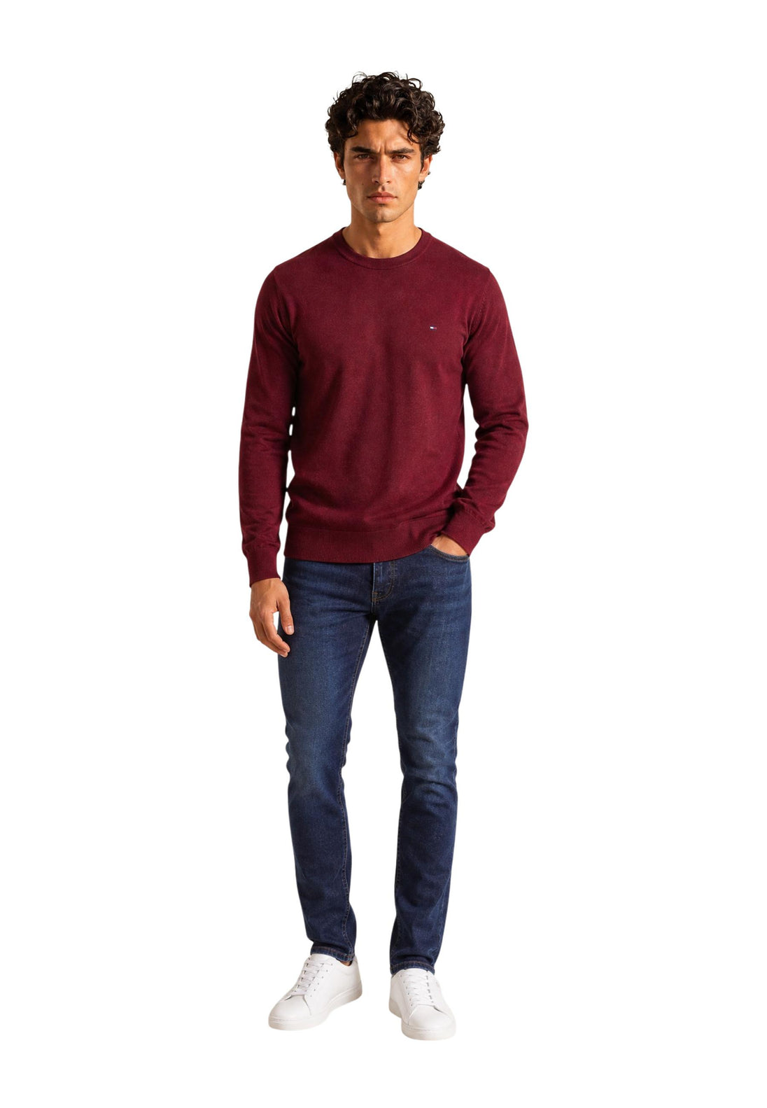 Pull Tommy Hilfiger couleur bordeaux — vue 5