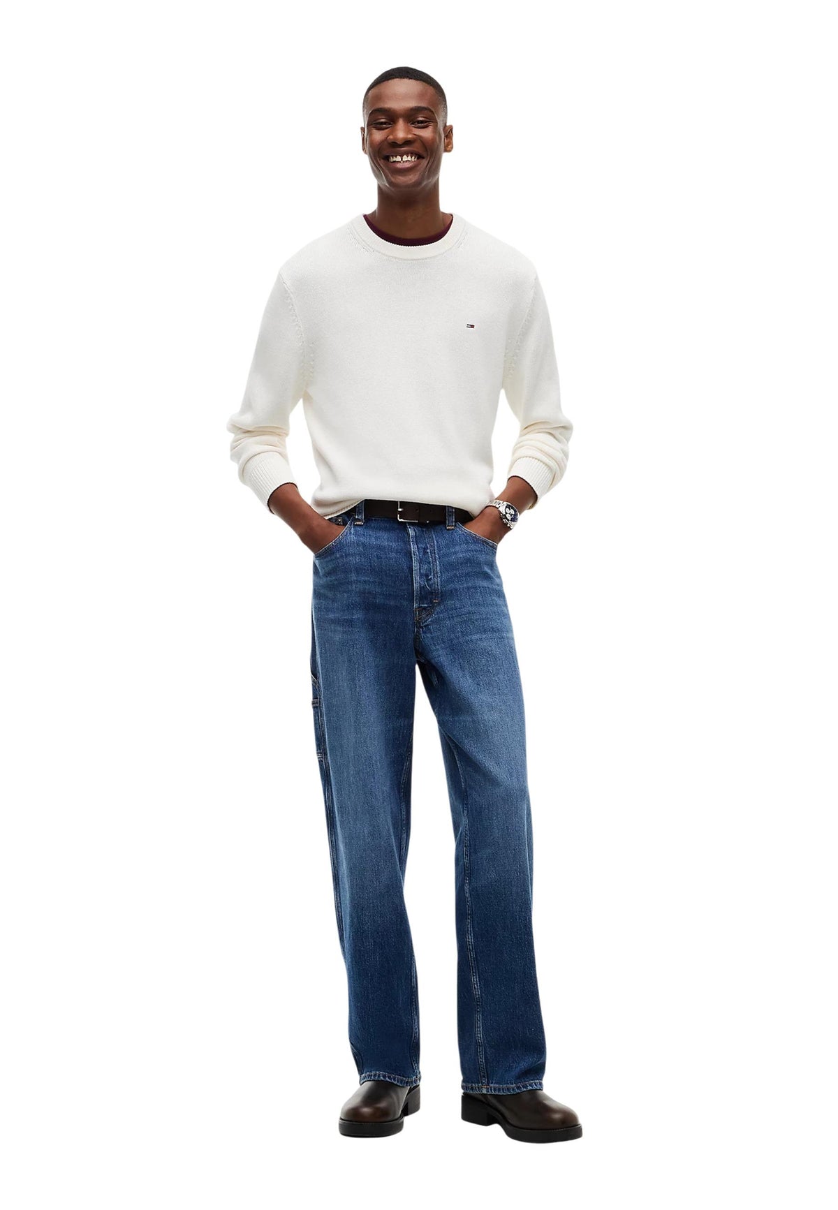 Pull Tommy Hilfiger Jeans couleur blanc — vue 2