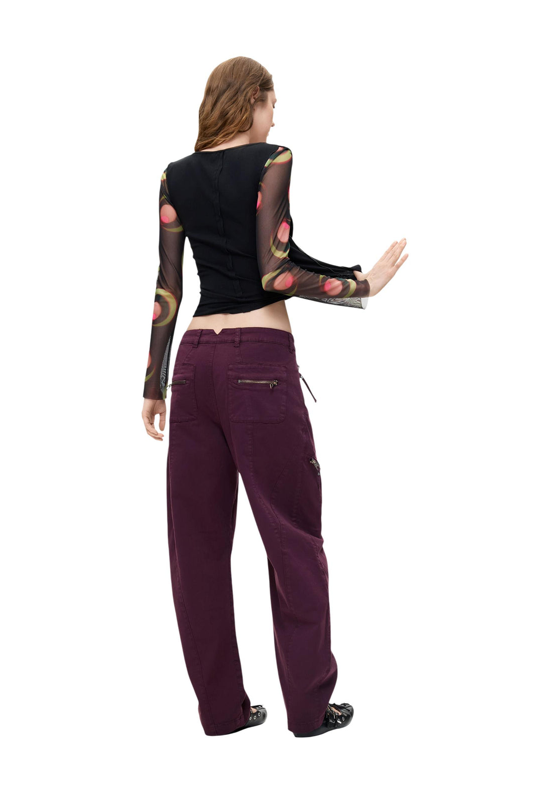 Pantalon Desigual couleur bordeaux — vue 3