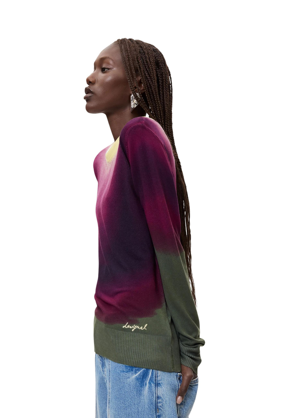 Pull Desigual couleur violet — vue 3