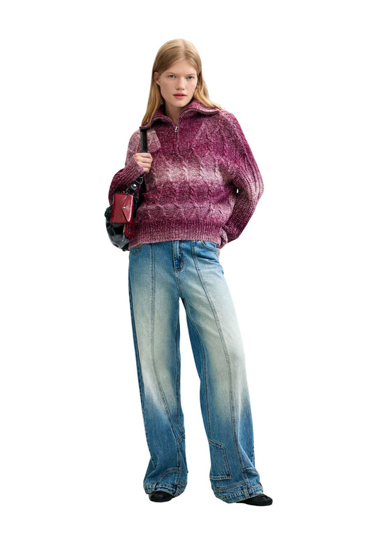Pull Desigual couleur bordeaux — vue 2