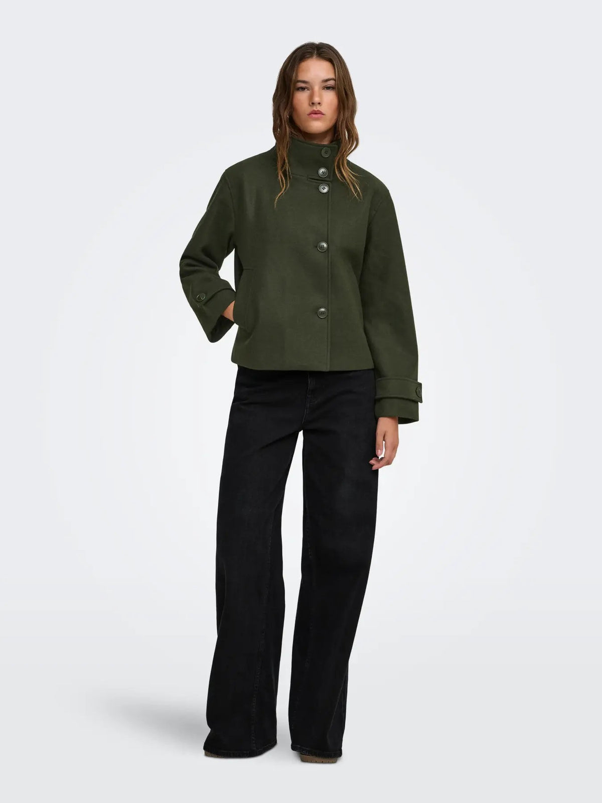 Manteau Only couleur vert — vue 5