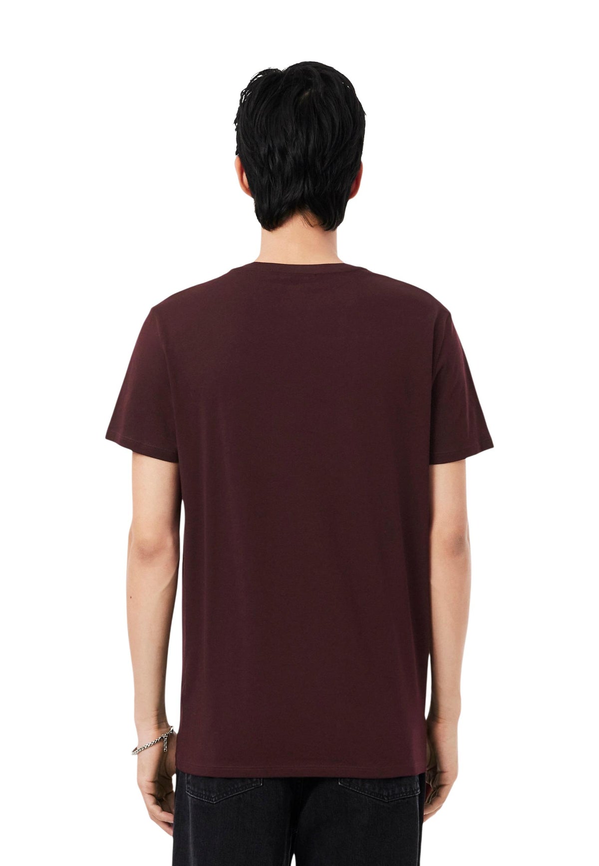 T-shirt Lacoste couleur bordeaux — vue 3