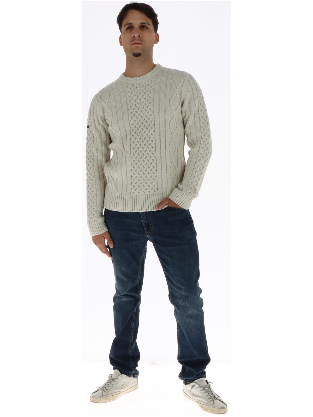 Pull Superdry couleur beige — vue 4