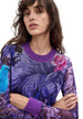 T-shirt Desigual couleur violet — vue 3
