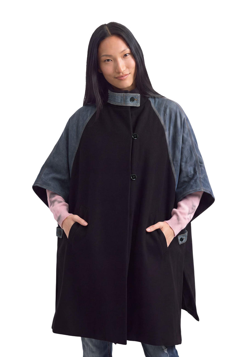 Veste Desigual Poncho Yuma Denim Blu noir femme