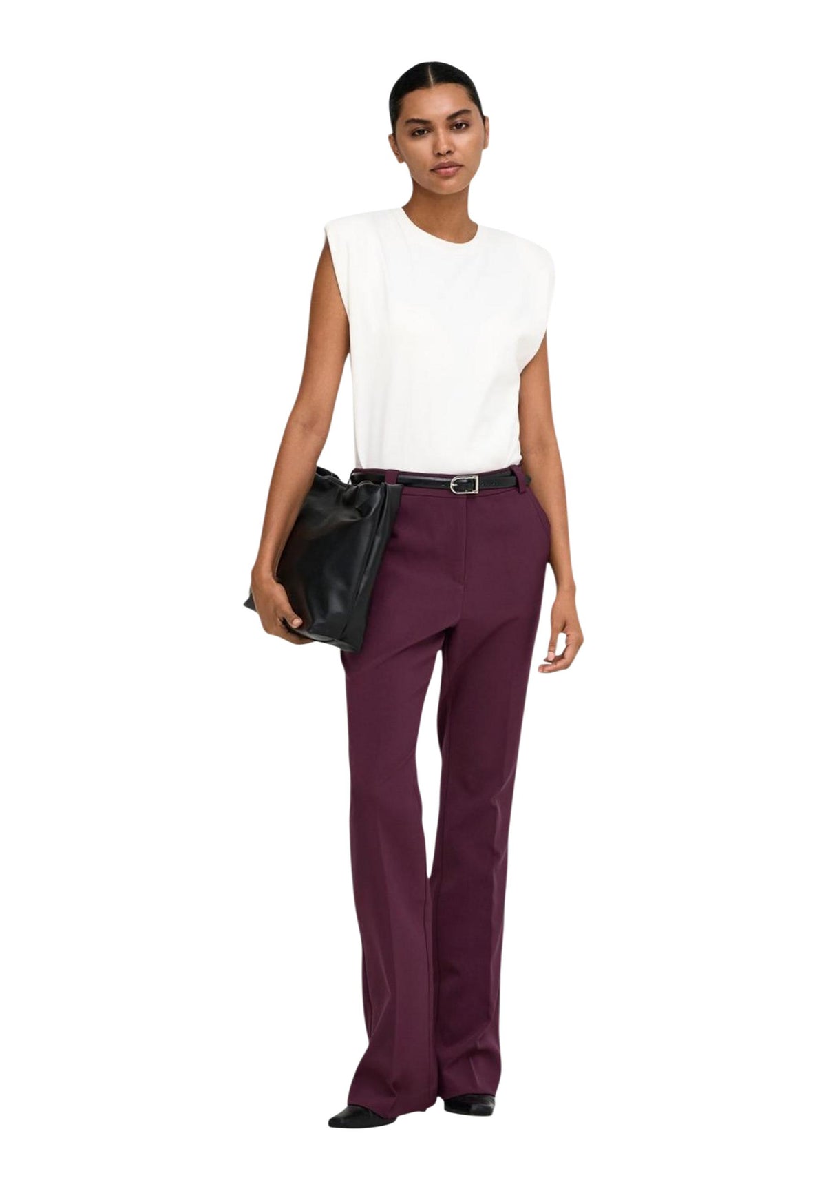 Pantalon Only couleur bordeaux — vue 3