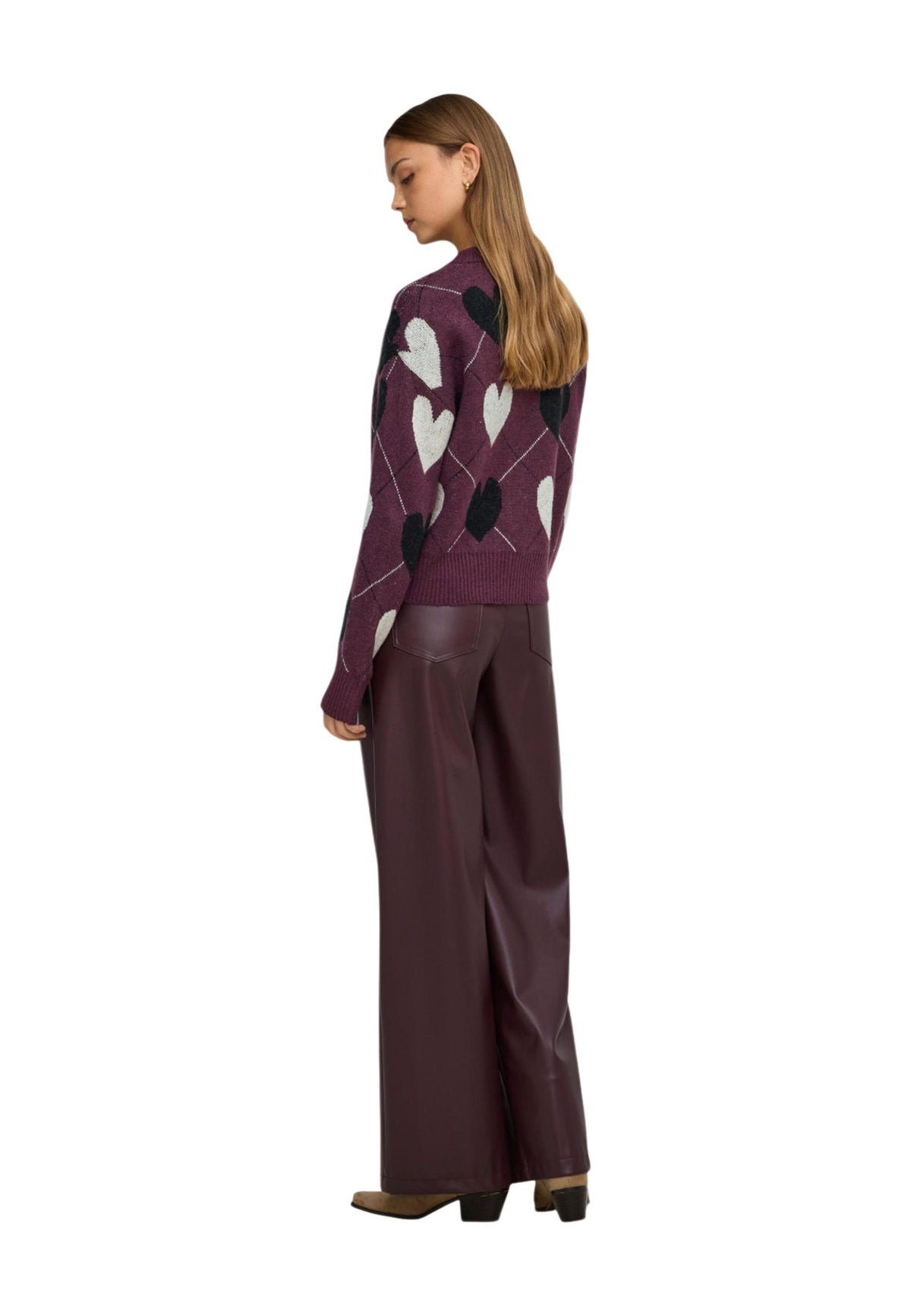 Cardigan Only couleur bordeaux — vue 2
