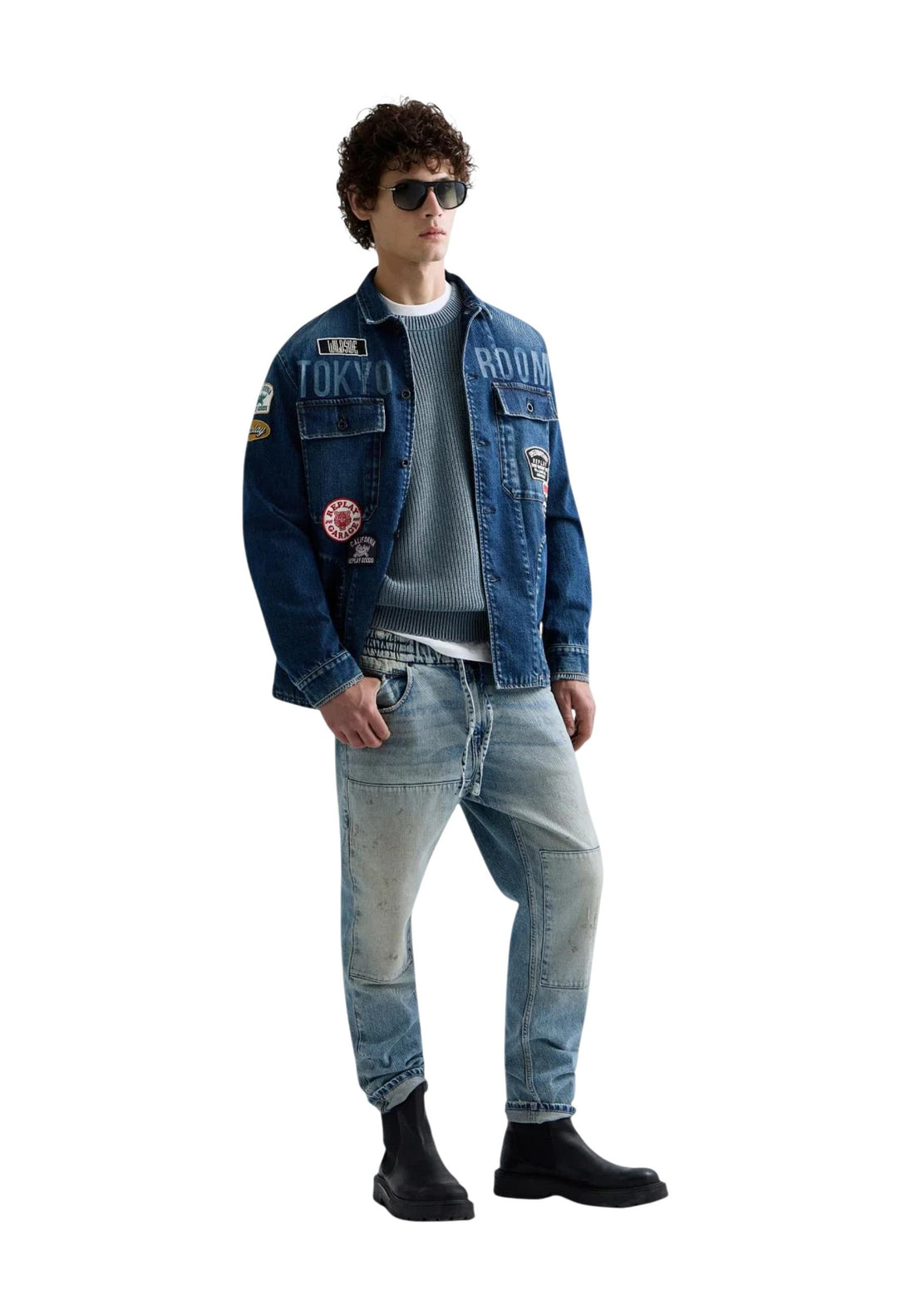 Veste Replay couleur bleu — vue 3