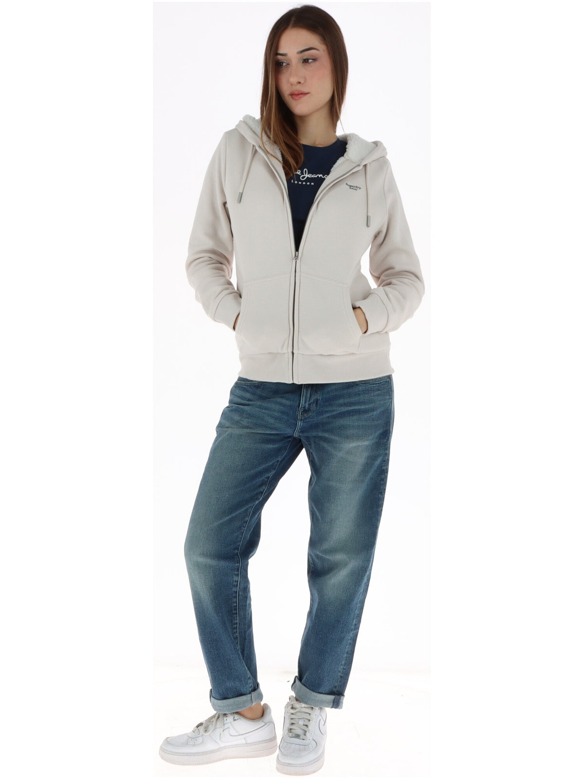 Sweat Superdry couleur beige — vue 4