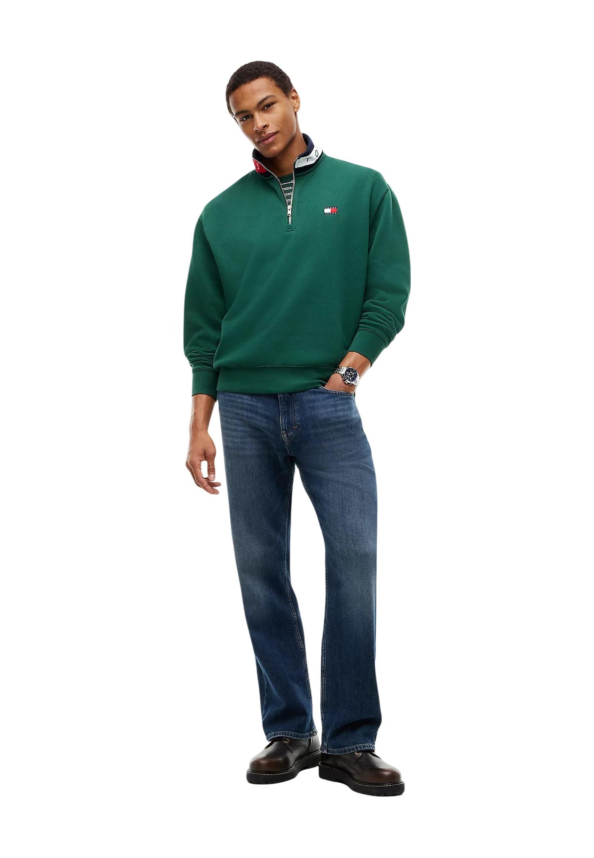 Sweat Tommy Hilfiger Jeans couleur vert — vue 2