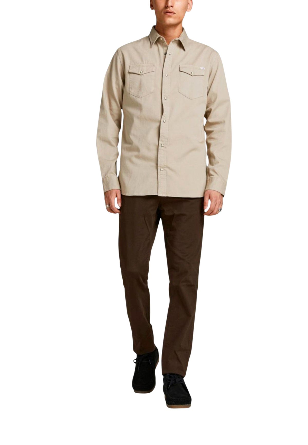 Chemise Jack & Jones couleur beige — vue 3