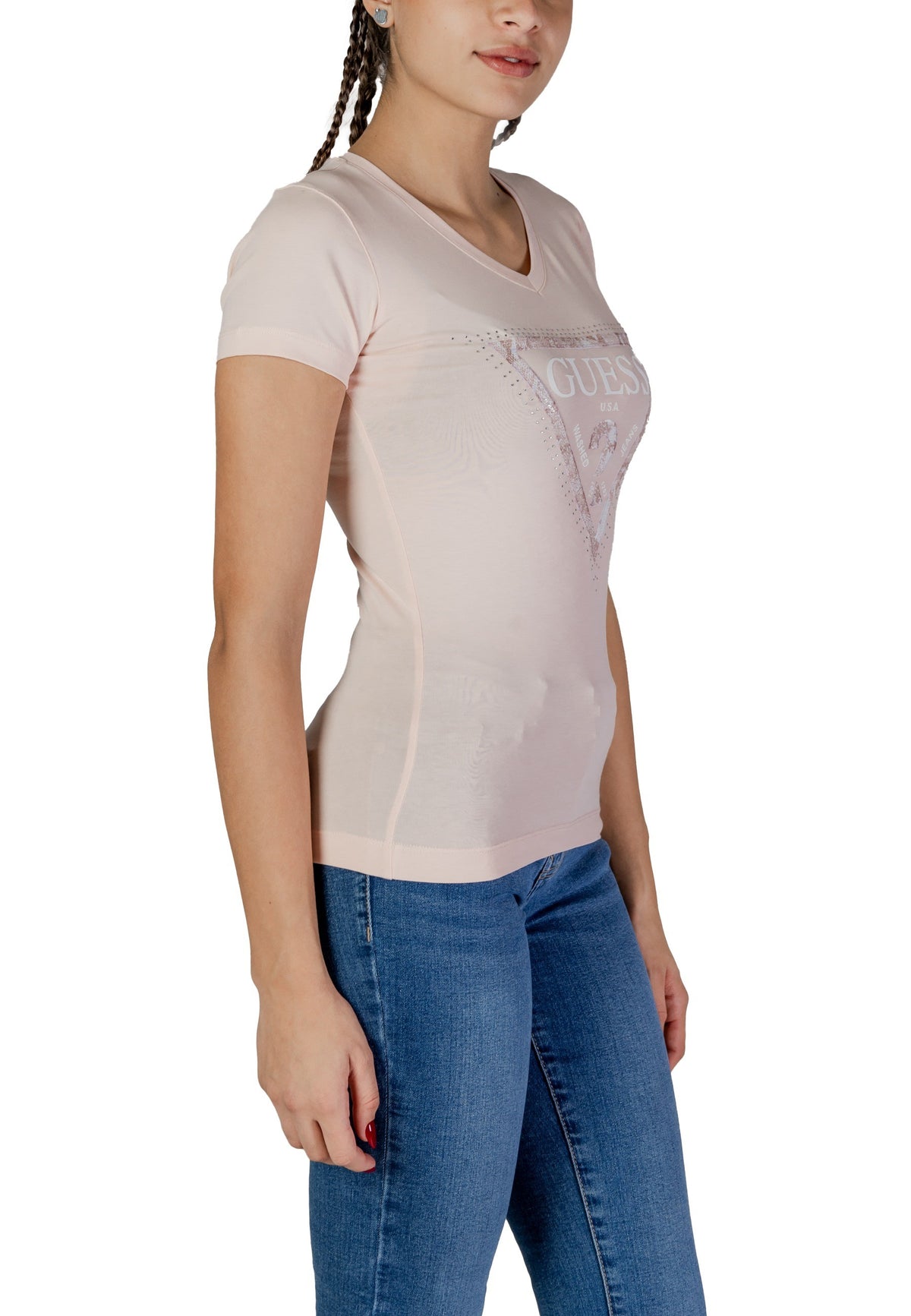 T-shirt Guess couleur rose — vue 3